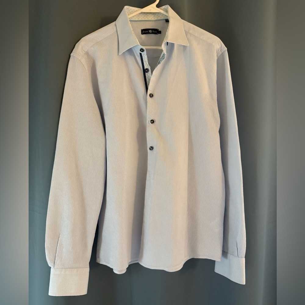 Stone Rose Men’s Long Sleeve Button-Down Shirt | Size L | Light Blue